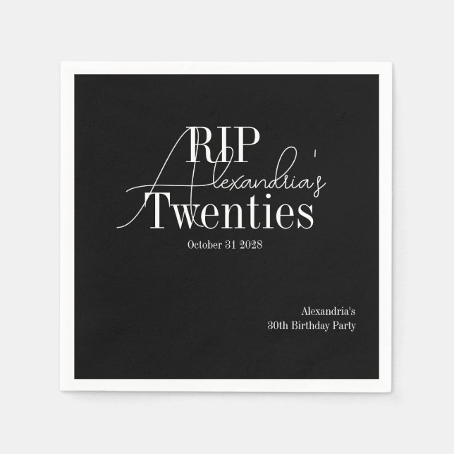 Personalised 30th birthday RIP 20s party Napkin (Front)