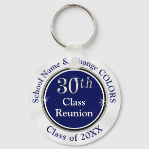 Personalised 30th Class Reunion Gifts, Navy Blue Key Ring