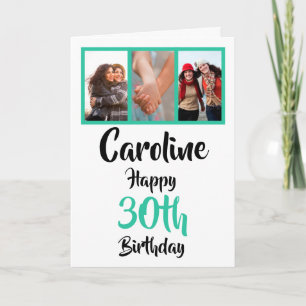 Personalised 30th happy birthday photo collage card