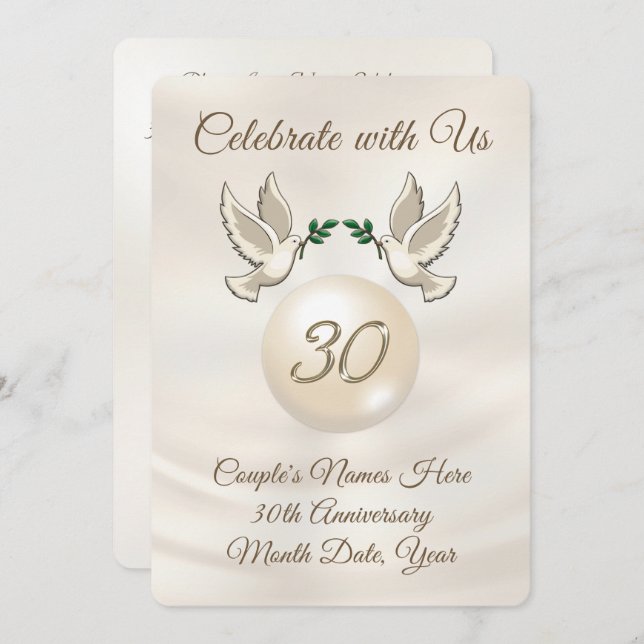 Personalised 30th Wedding Anniversary Invitations (Front/Back)