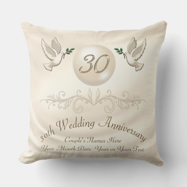 Personalised 30th Wedding Anniversary Presents Cushion (Front)