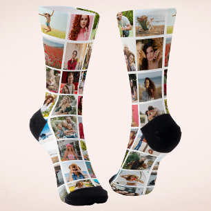 Personalised 32 Photo Collage Custom Gift Socks