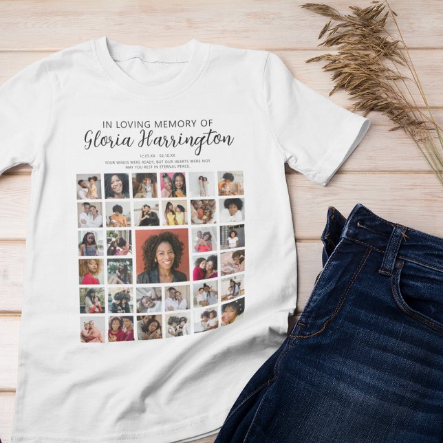 Personalised 33 Photo Collage Memorial T-Shirt (Creator Uploaded)