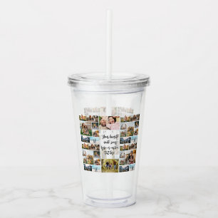 Personalised 34 Photo Collage Custom Quote Acrylic Tumbler