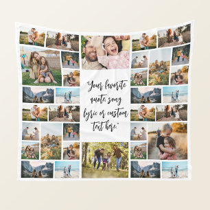 Personalised 34 Photo Collage Custom Quote Fleece Blanket