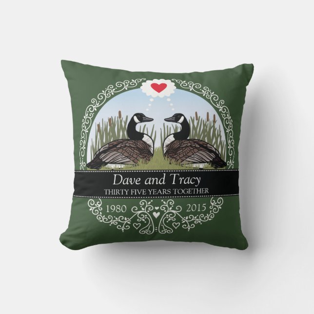 Personalised 35th Wedding Anniversary, Geese Cushion (Front)