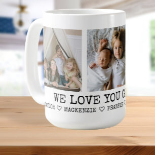 Personalised 3 Photo and Love Heart Detail Text Coffee Mug