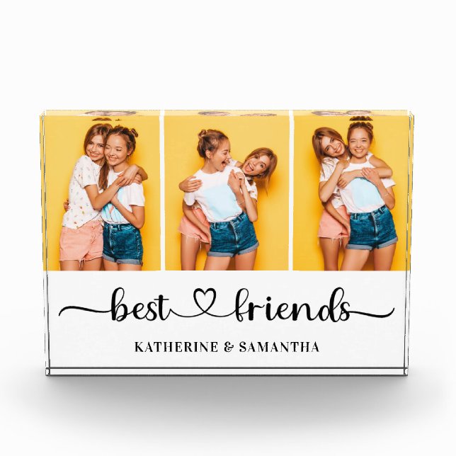 Personalised 3 Photo Collage Best Friends Forever Block (Front)