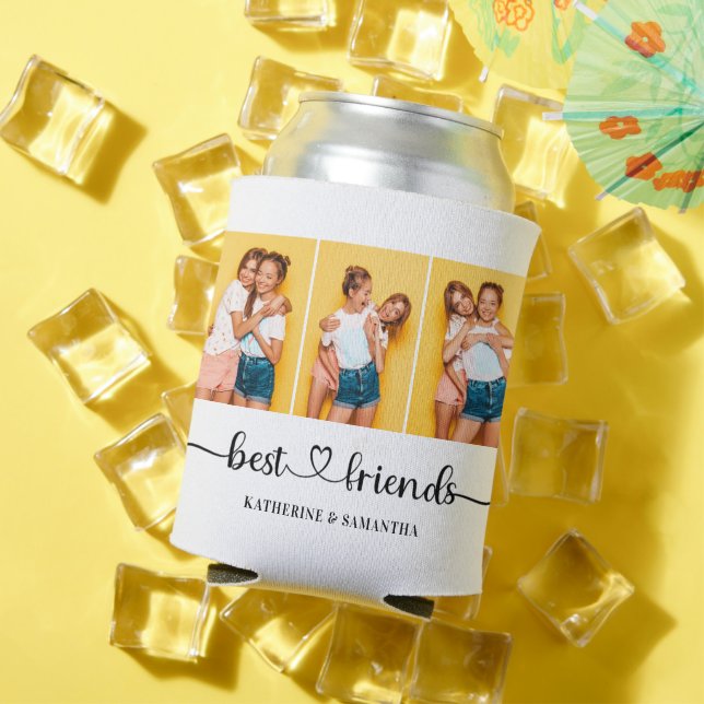 Personalised 3 Photo Collage Best Friends Forever  Can Cooler (In Situ Summer)