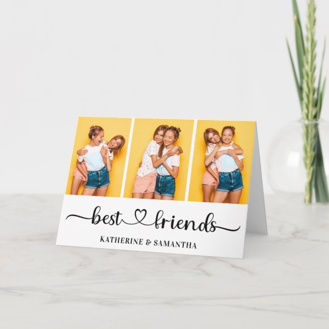 Personalised 3 Photo Collage Best Friends Forever Card (Front)