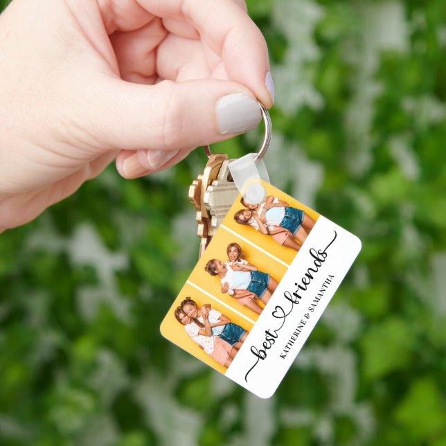 Personalised 3 Photo Collage Best Friends Forever  Key Ring (Hand)