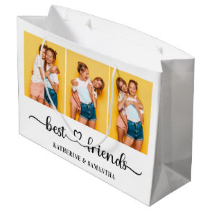 Personalised 3 Photo Collage Best Friends Forever Large Gift Bag