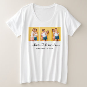 Personalised 3 Photo Collage Best Friends Women's Plus Size T-Shirt