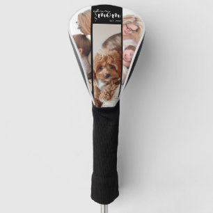 Personalised 3-Photo Collage Black Mum Est Year Golf Head Cover