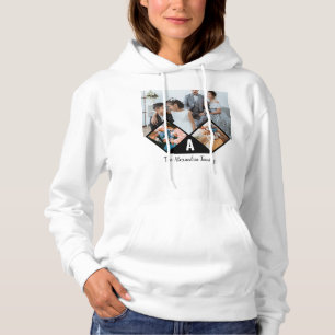 Personalised 3 photo collage family monogram hoodie