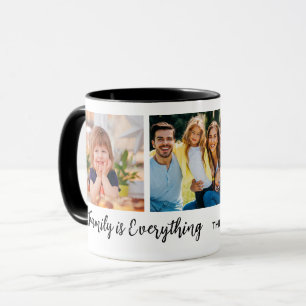Personalised 3 Photo Collage Family Name Quote  Mug