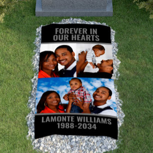 Personalised 3 Photo Collage Grave Blanket Cover Banner