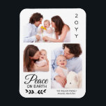 Personalised 3 Photo Collage Peace on Earth Magnet<br><div class="desc">Personalised 3 Photo Collage Peace on Earth Holiday Magnet</div>