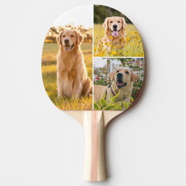 Personalised 3 Photo Collage Ping Pong Paddle (Front)