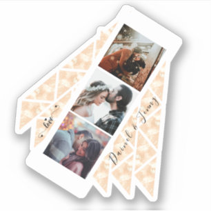 Personalised 3 Photo Collage Rose Gold Marble gift
