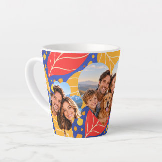 Personalised 3 Photo Colourful Botanical Coffee Mu Latte Mug
