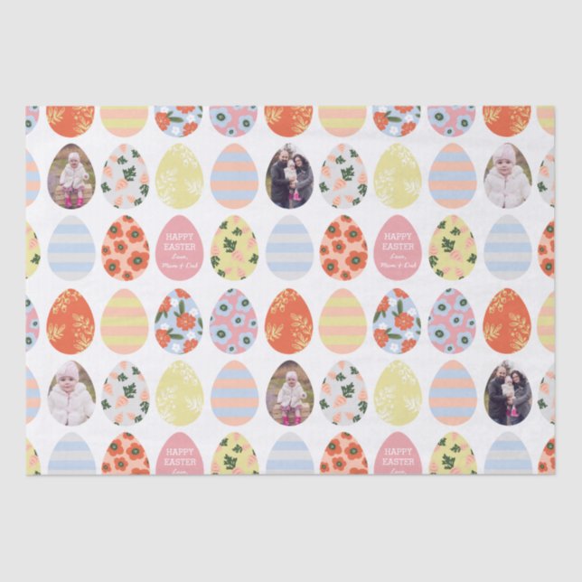 Personalised 3 Photo Easter Eggs Tissue Paper (Front)