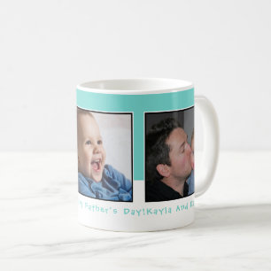 Personalised 3 Photo Father's Day Green Coffee Mug