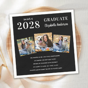 Personalised 3 Photo Graduate Fun Facts Graduation Napkin
