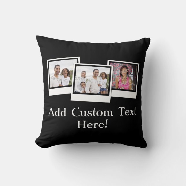 Personalised 3-Photo Snapshot Frames Custom Colour Cushion (Front)