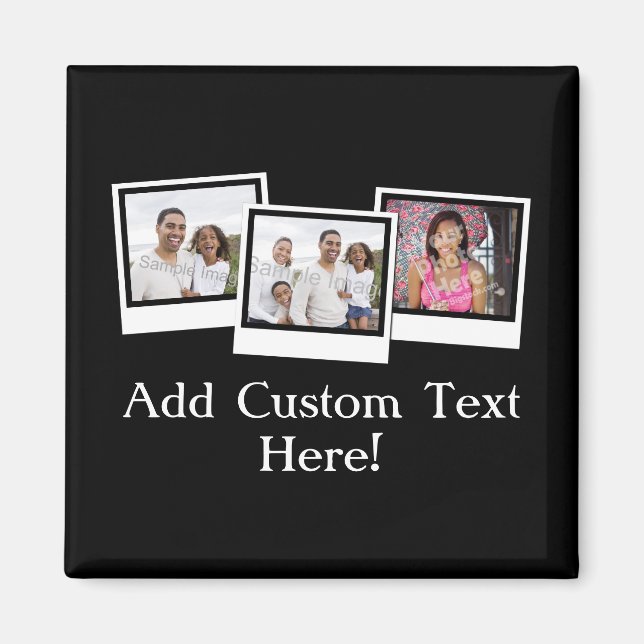 Personalised 3-Photo Snapshot Frames Custom Colour Magnet (Front)