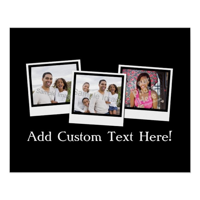Personalised 3-Photo Snapshot Frames Custom Colour Poster (Front)