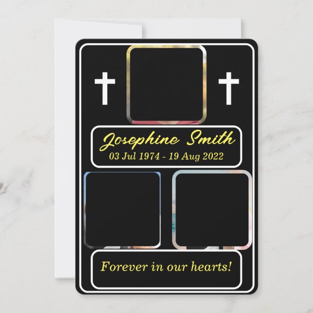 Personalised 3 Photos Funeral Invitation (Front)