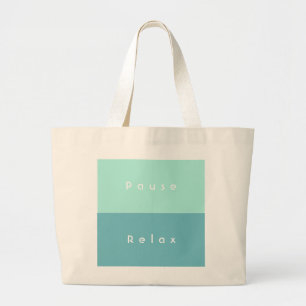 Personalised 3 Words Custom Message Green Blue Large Tote Bag