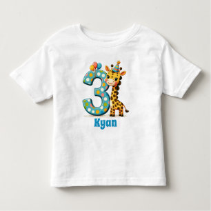 Personalised 3rd Birthday Giraffe  Toddler T-Shirt