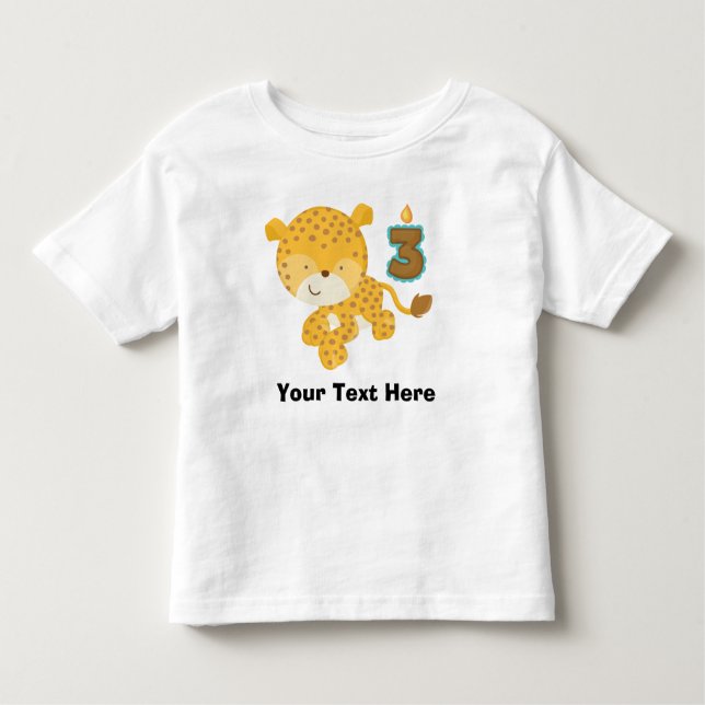 Personalised 3rd Birthday Leopard Toddler T-Shirt (Front)