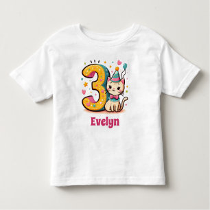 Personalised 3rd Kitty Birthday Toddler T-Shirt