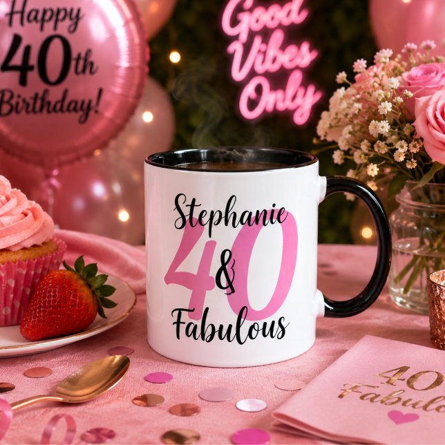 Personalised 40 & Fabulous Birthday Coffee Mug (Creator Uploaded)