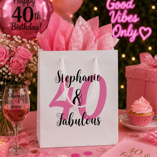 Personalised 40 & Fabulous Birthday Gift Bag (Creator Uploaded)