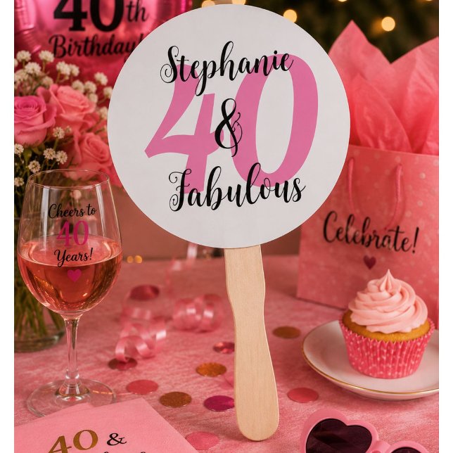 Personalised 40 & Fabulous Birthday  Hand Fan (Creator Uploaded)