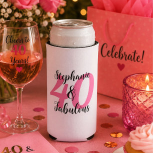 Personalised 40 & Fabulous Birthday Seltzer Can Cooler