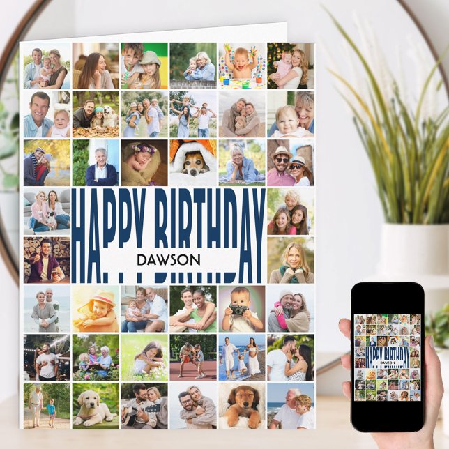 Personalised 40 Photo Collage Happy Birthday Card (Creator Uploaded)