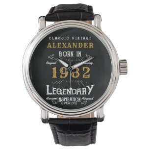 Personalised 40th Birthday 1982 Vintage Black Gold Watch