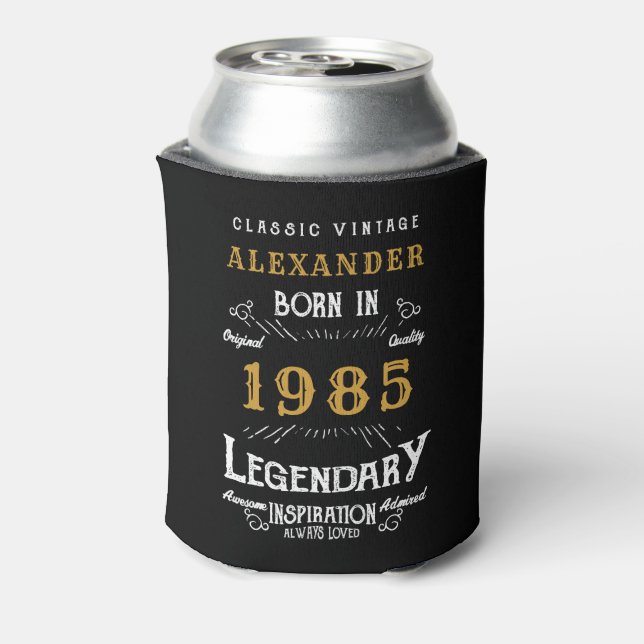 Personalised 40th Birthday Add Name Year Legendary Can Cooler (Can Back)