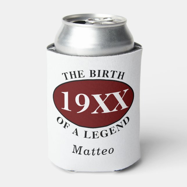 Personalised 40th Birthday Birth Of A Legend White Can Cooler (Can Front)