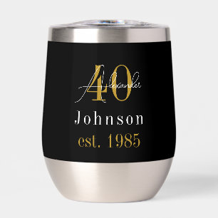 Personalised 40th Birthday Black Gold