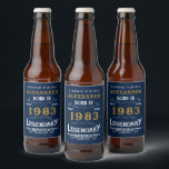 Personalised 40th Birthday Born 1983 Vintage Blue Beer Bottle Label<br><div class="desc">A personalised classic beer bottle label design for that birthday celebration. Add the name to this vintage retro style blue, white and gold design for a custom birthday gift. Easily edit the name and year with the template provided. A wonderful custom blue birthday gift. More gifts and party supplies for...</div>