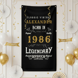 Personalised 40th Birthday Born 1986 Retro Party Banner