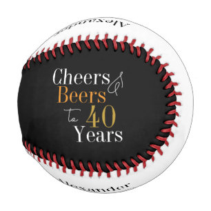 Personalised 40th Birthday Cheers Beers Black Gold Baseball