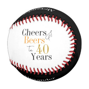 Personalised 40th Birthday Cheers Beers Minimal Baseball