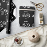 Personalised 40th Birthday Custom Wrapping Paper<br><div class="desc">40 yrs old b-day,  Black and White 40 years Birthday Present Wrapping Paper design.</div>